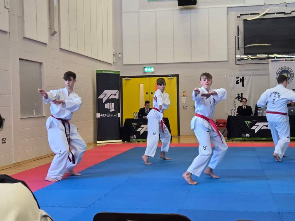Students sparring during Taekwon-Do competition training